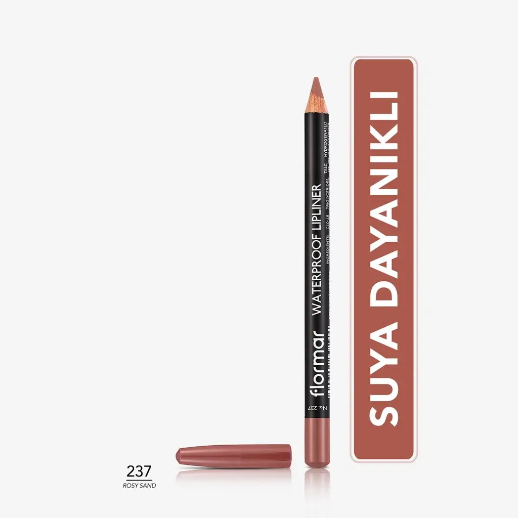محدد شفاه Flormar مقاوم للماء متين و مكثف بصبغة عالية مطفي شفاه قلم 237 وردي رملي