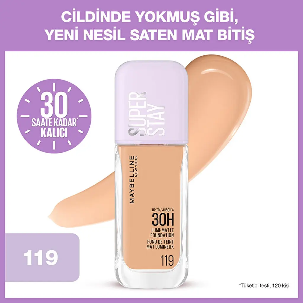 كريم أساس Maybelline New York فائق يدوم Lumi مطفي 119