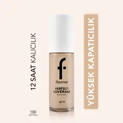 كريم أساس Flormar مثالي تغطية عالي بصبغة عالية طويل مدة ثابت SPF15 100 فاتح عاجي