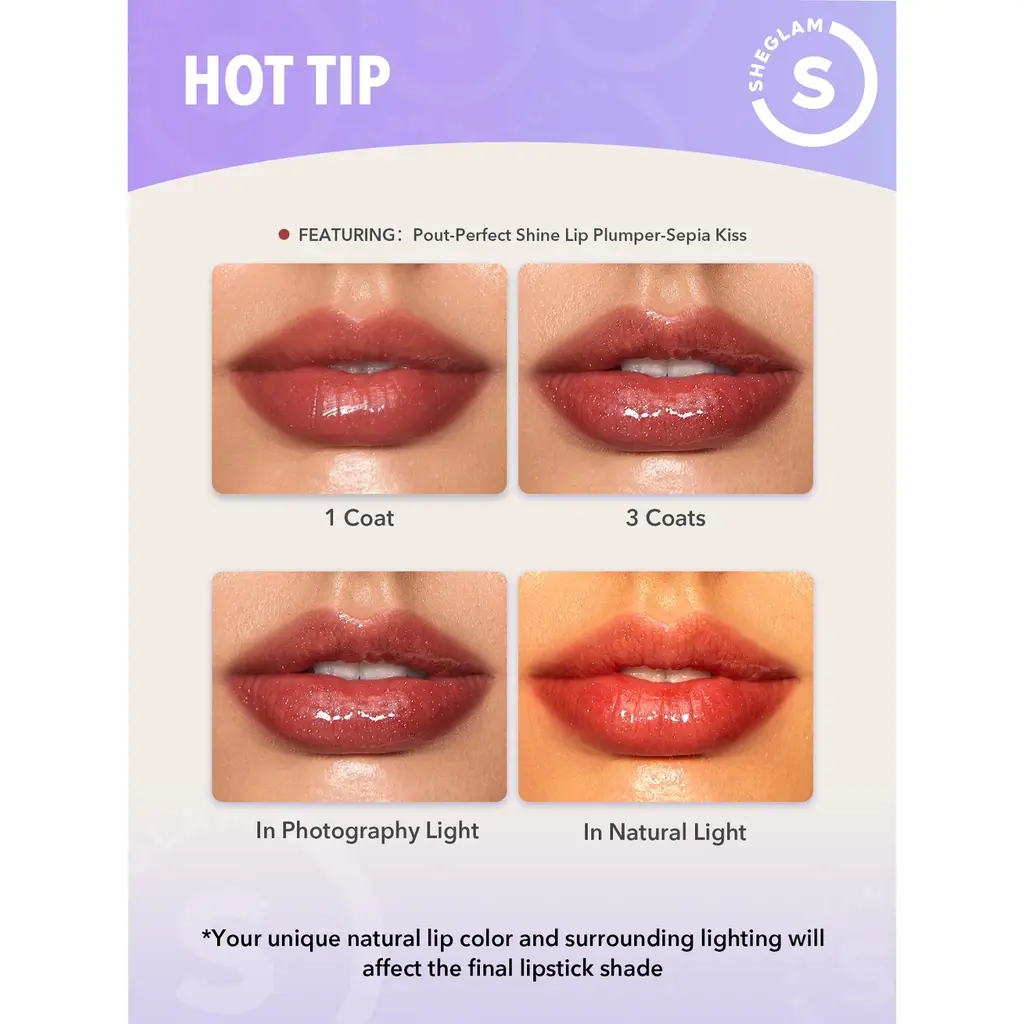 ملمع شفاه Sheglam Pout مثالي مكثف للامتلاء أحمر شفاه 114 وردي Flamingo