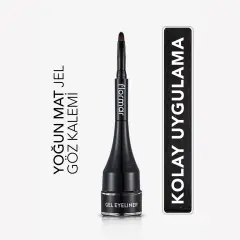 آيلاينر Flormar مكثف بصبغة عالية مطفي بلمسة Kendinden بفرشاة جل 001 أسود
