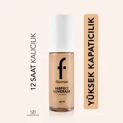 كريم أساس Flormar مثالي تغطية عالي بصبغة عالية طويل مدة ثابت SPF15 121 ذهبي Neutral