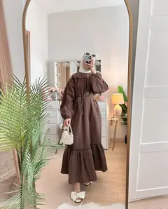 فستان كتان بحزام