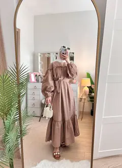 فستان كتان مع حزام